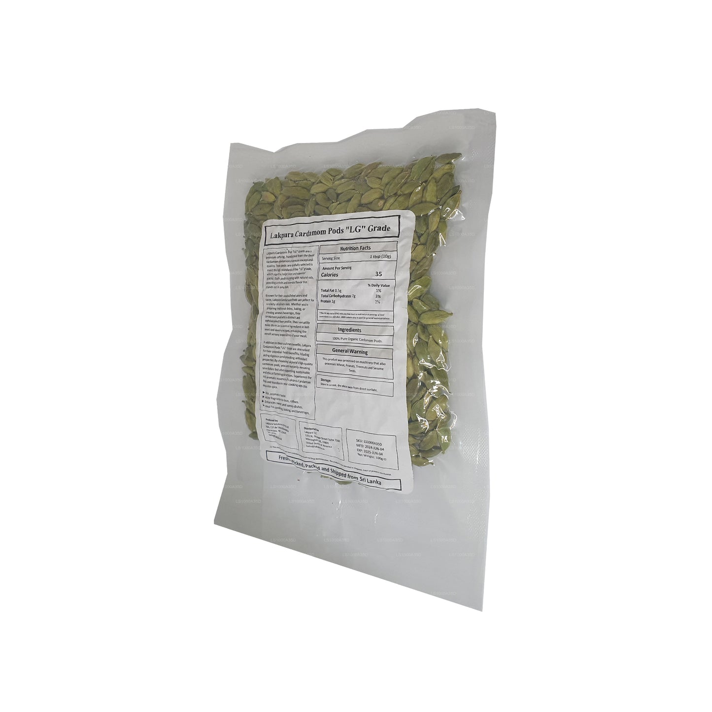 Lakpura Cardamom Pods “LG” 级 (100g) 盒装