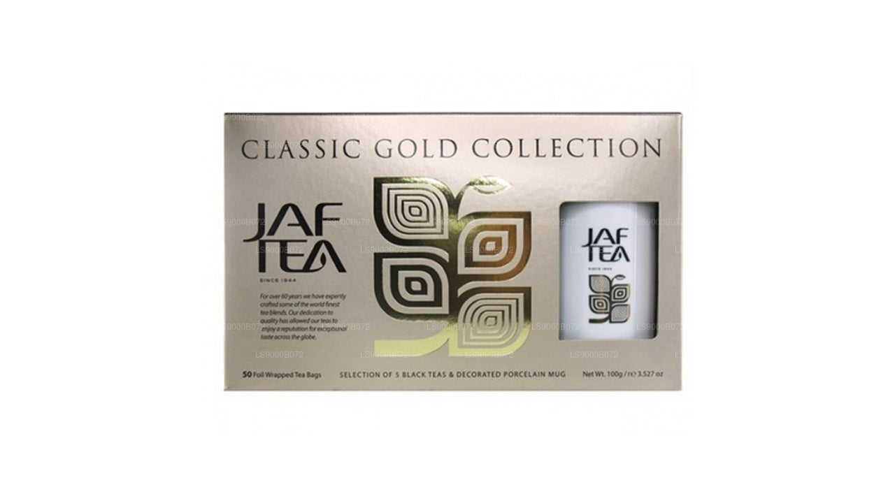 Jaf Tea 经典金色系列铝箔信封 (100 克) 带马克杯纸盒