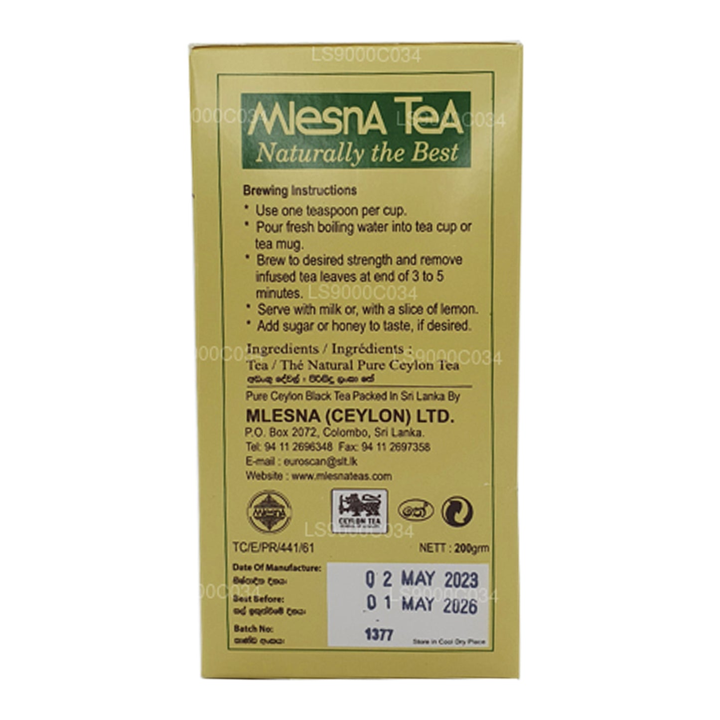 Mlesna Loolecondera BOP Fannings Strong Brew 散装茶 (200 g)