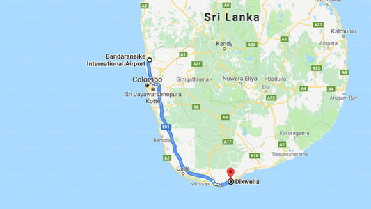 Transfer between Colombo Airport (CMB) and Austrian Beach Resort, Dikwella