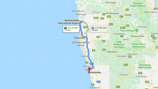 Transfer between Colombo Airport (CMB) and Beach Villa, Induruwa