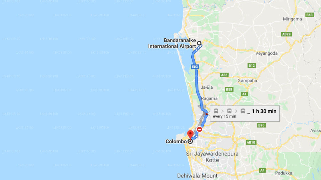 Transfer between Colombo (CMB) Airport and Ellen's Place, Colombo