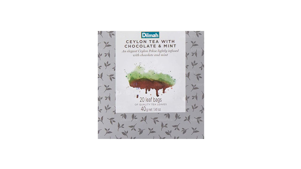 Dilmah Vivid Ceylon Tea with Chocolate and Mint Teabag Refill (40g) Box