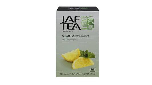 Jaf Tea Pure Green Collection 绿色柠檬和薄荷铝箔信封茶包 (40g)