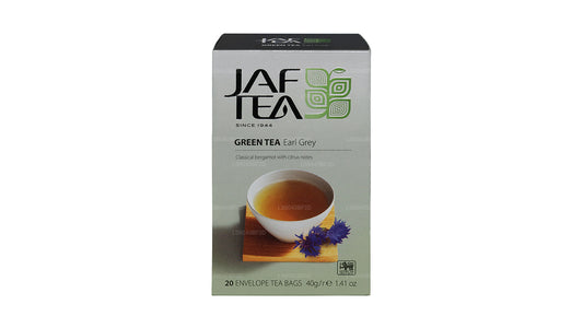 Jaf Tea Pure Green Collection Green Tea Earl Grey Foil Envelop Tea Bags (40g)